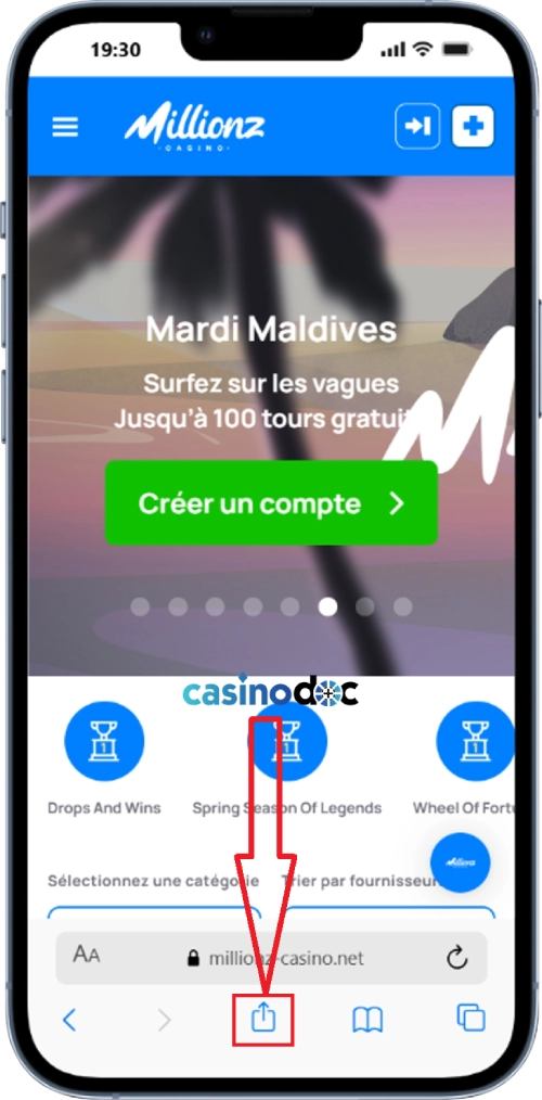 casino raccourci sur iphone étape2