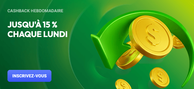 bonus cashback hebdomadaire sans code promo Spin Aura