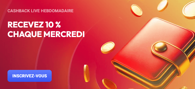 Bonus cashback live hebdomadaire sans code promo Spinaura