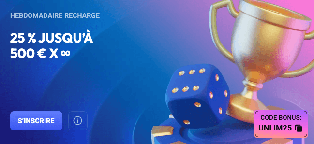 Code promo du bonus de recharge hebdomadaire du casino Spinaura