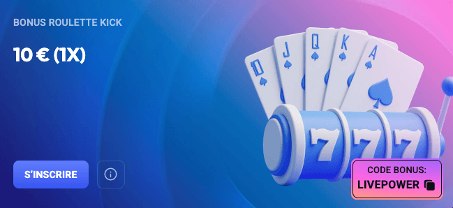 code promo du bonus live Roulette Kick de spin aura