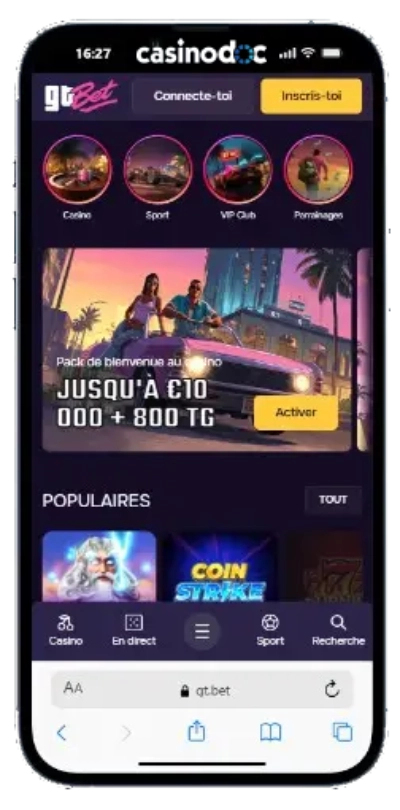 connexion sur mobile casino en ligne