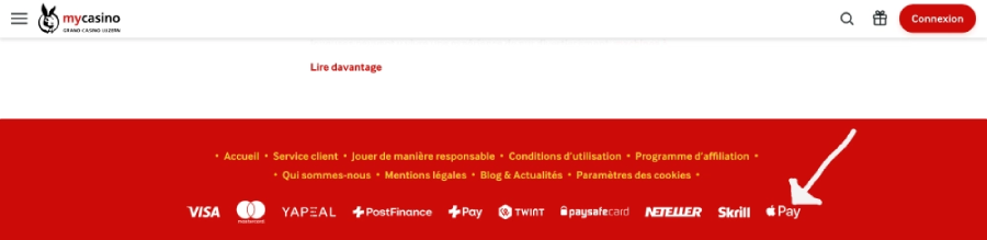 depot et retrait sur casino apple pay