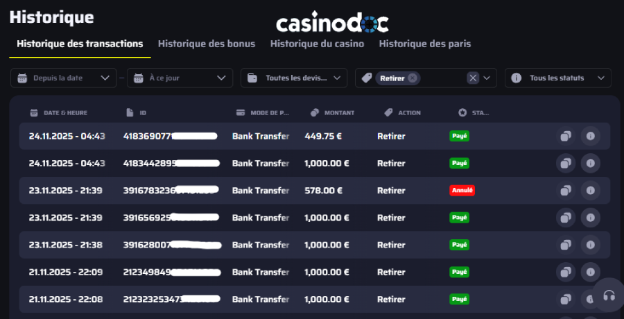retrait gains casino en ligne étape4