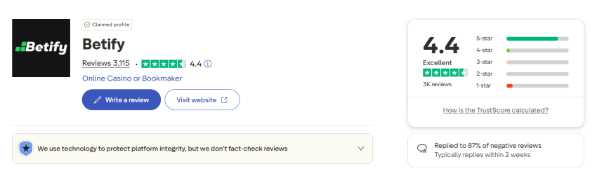 avis betify sur trustpilot