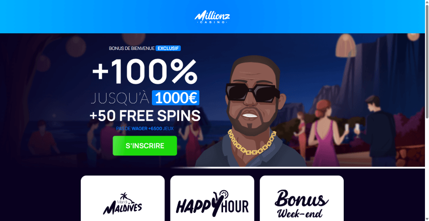 bonus de bienvenue sur millioner