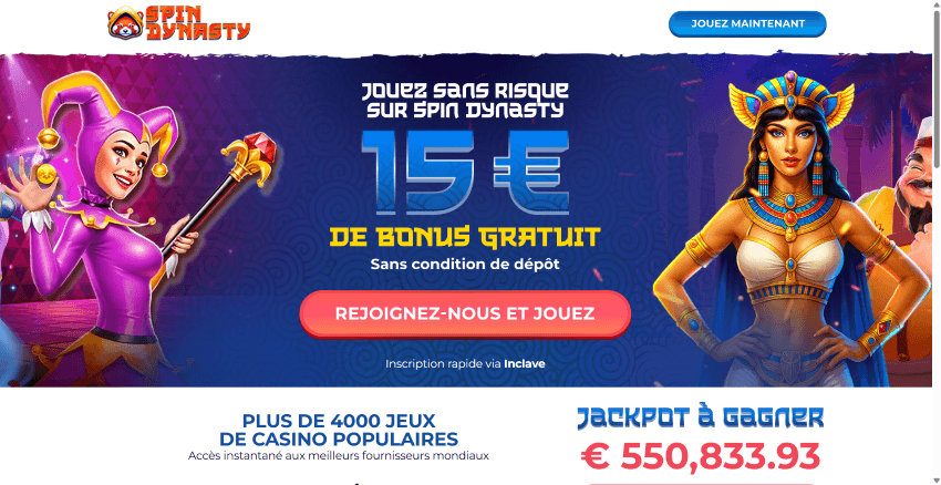 bonus sans dépôt de spin dynasty