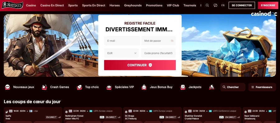 inscription étape 1 piratepots