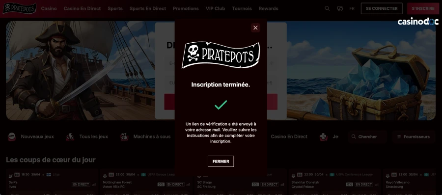inscription étape 3 piratepots