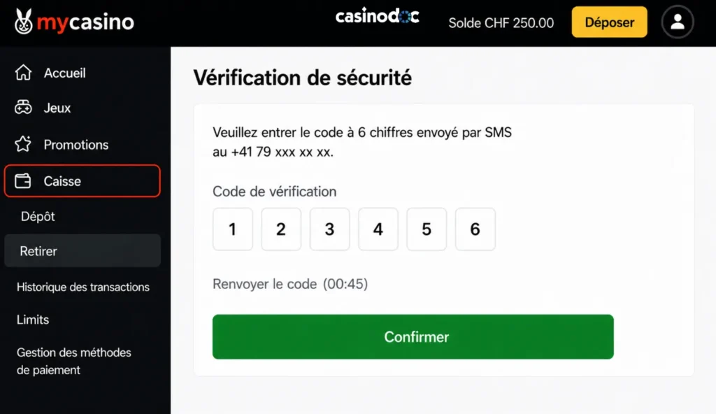 retrait mycasino étape 4