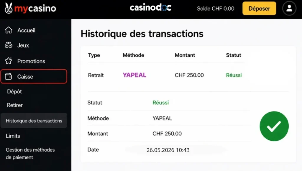 retrait mycasino étape 5