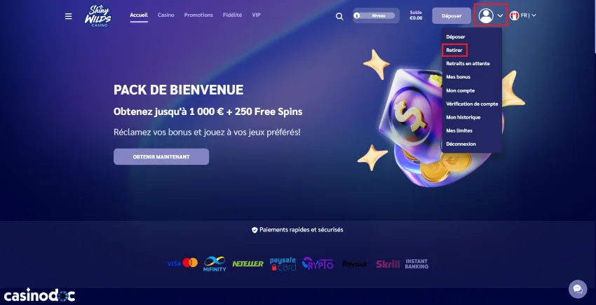 retrait sur shinywilds étape 2