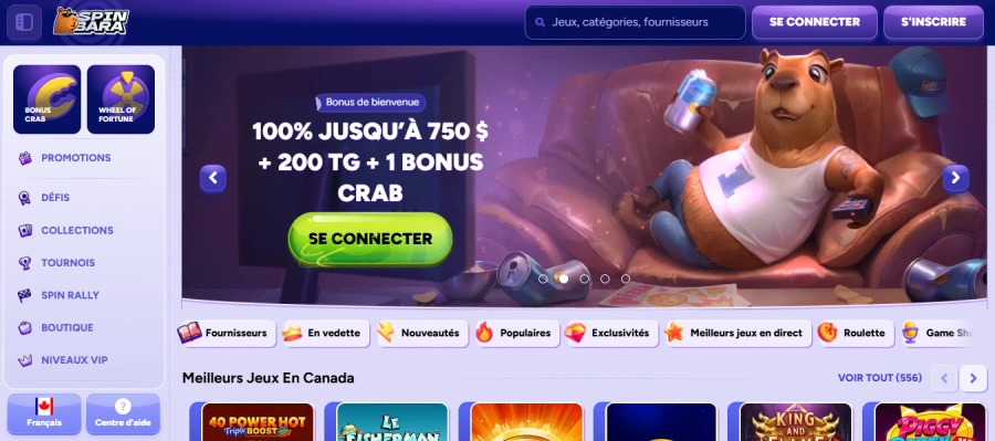 page accueil spinbara canada