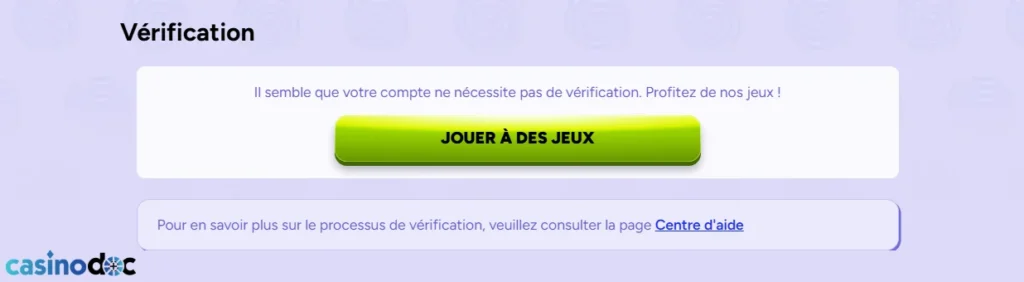 vérification kyc sur spinbara