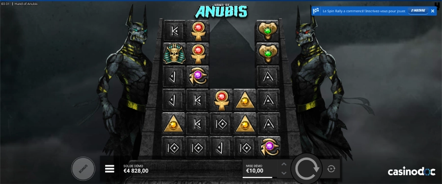 hacksaw gaming interface hand of anubis
