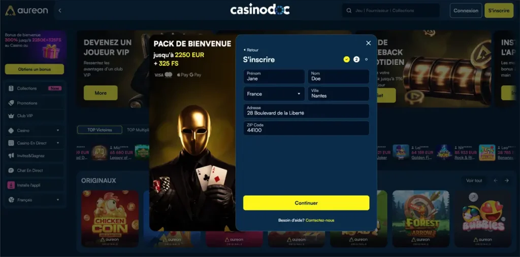 inscription étape 4 aureonplay