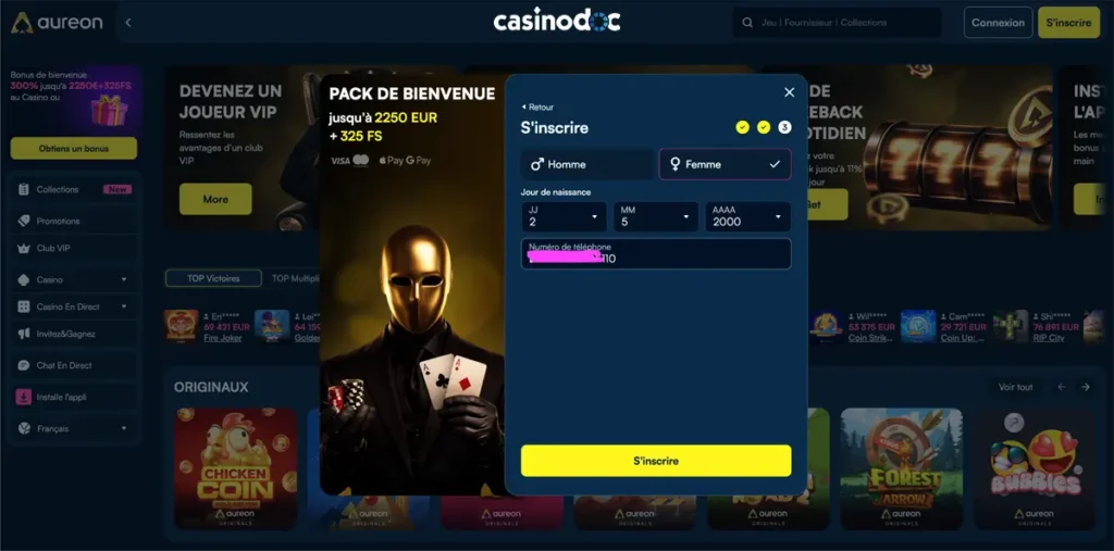 inscription étape 5 aureonplay