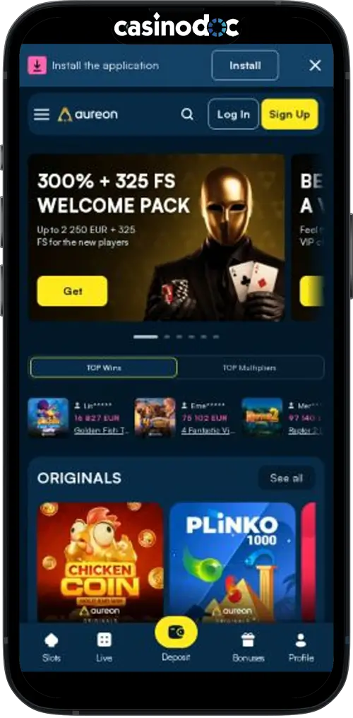 version mobile aureonplay