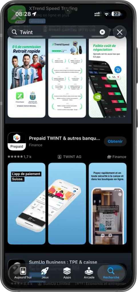 activer twint étape 1