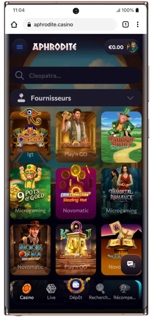aphrodite casino sur android