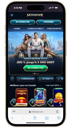 connexion mobile millioner casino