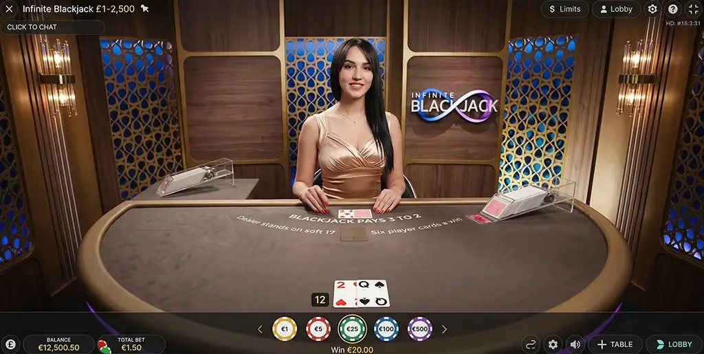 evo infinite blackjack dealer