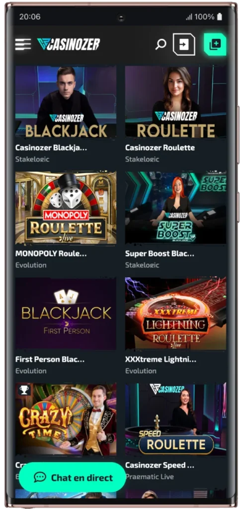 live casino sur android