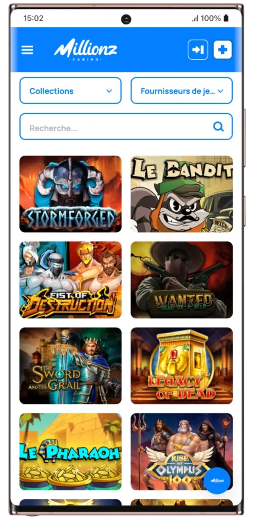 millionz casino sur android