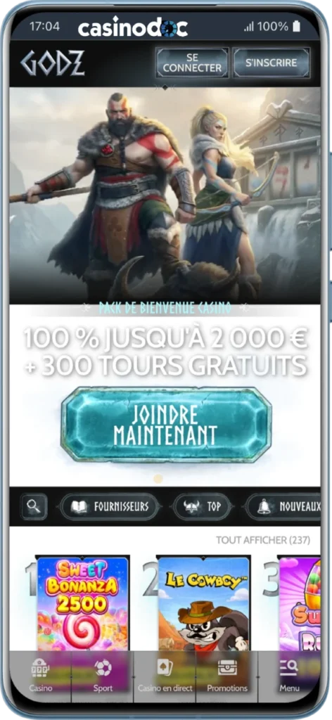 godz casino sur mobile