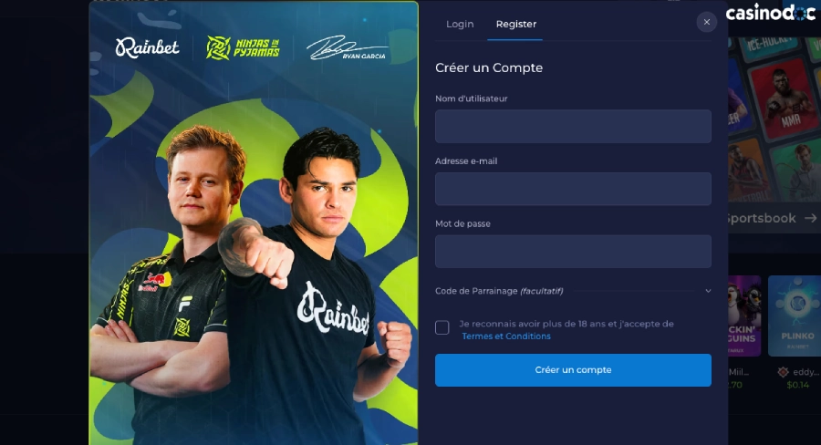 inscription-etape2-rainbet-casino
