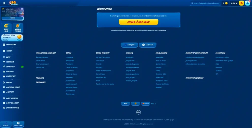 vérification kyc sg casino