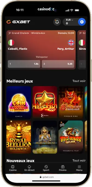 version mobile gxbet