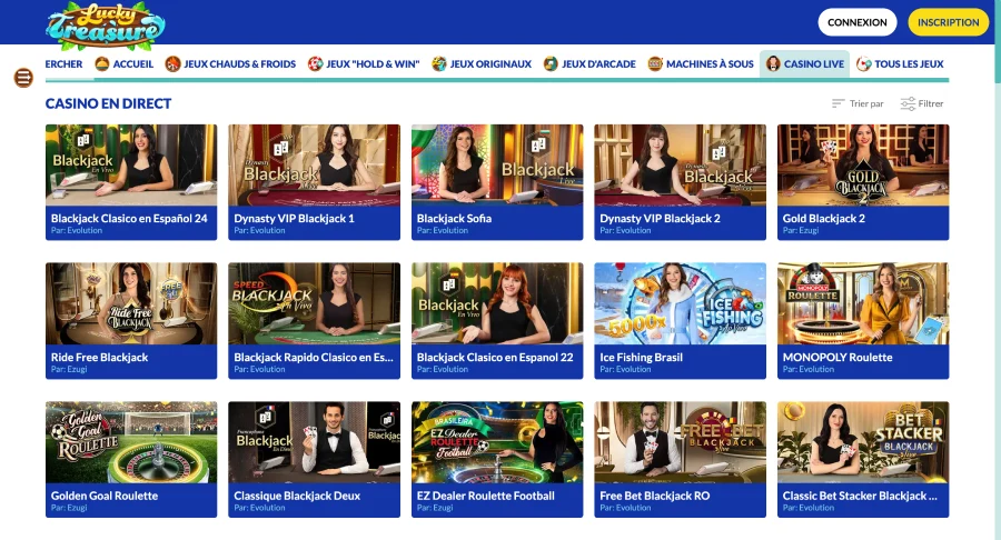casino live sur lucky treasure